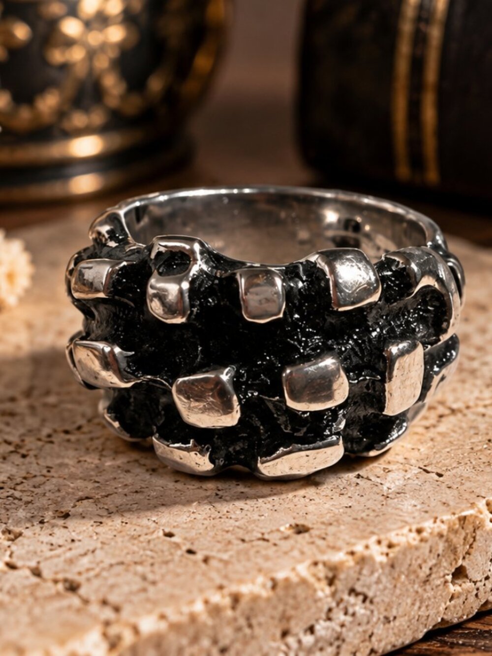 Vintage Brutalist Modernist Textured Statement Ring Made in Canada